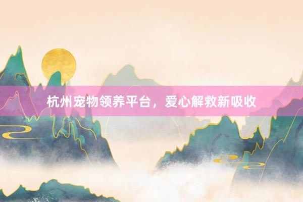 杭州宠物领养平台，爱心解救新吸收