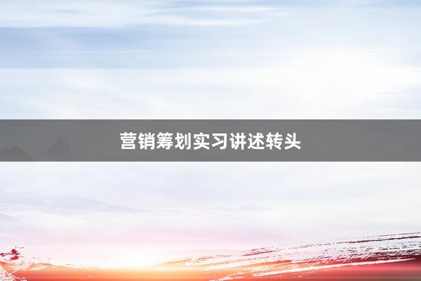 营销筹划实习讲述转头